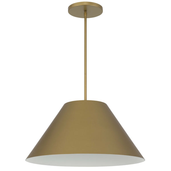 HomeRoots 22" Antiqued Brass Cone LED Pendant Light - Dimmable Outdoor & Indoor Fixture for Modern Spaces 683470
