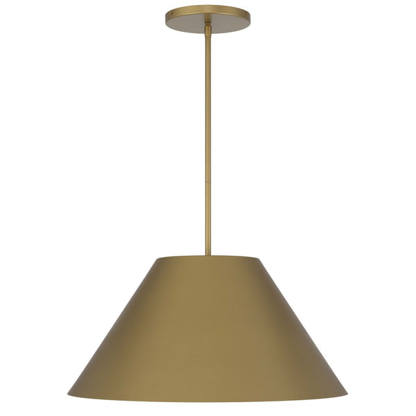 HomeRoots 22" Antiqued Brass Cone LED Pendant Light - Dimmable Outdoor & Indoor Fixture for Modern Spaces 683470