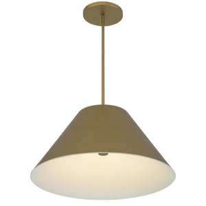 HomeRoots 22" Antiqued Brass Cone LED Pendant Light - Dimmable Outdoor & Indoor Fixture for Modern Spaces 683470