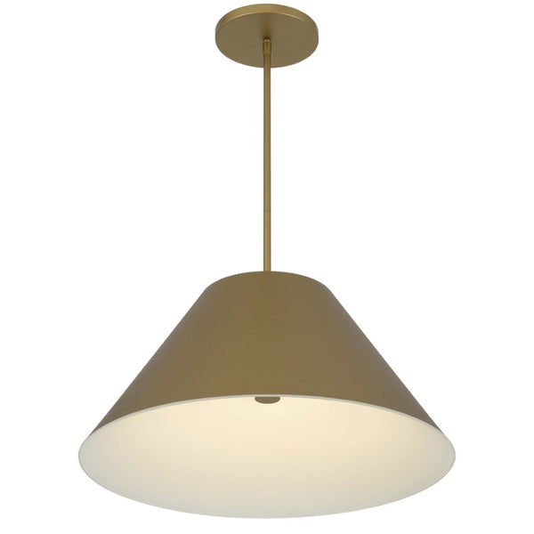 HomeRoots 22" Antiqued Brass Cone LED Pendant Light - Dimmable Outdoor & Indoor Fixture for Modern Spaces 683470