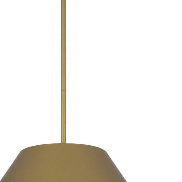 HomeRoots 22" Antiqued Brass Cone LED Pendant Light - Dimmable Outdoor & Indoor Fixture for Modern Spaces 683470