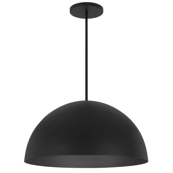 HomeRoots 24" Black Aluminum Dome LED Pendant Light - Dimmable, Energy Efficient, Ideal for Indoor & Outdoor Use 683471