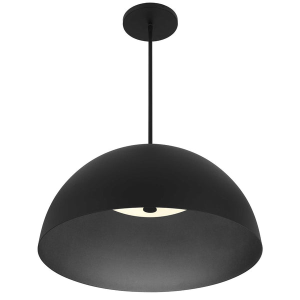 HomeRoots 24" Black Aluminum Dome LED Pendant Light - Dimmable, Energy Efficient, Ideal for Indoor & Outdoor Use 683471