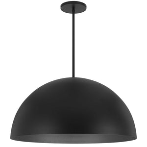 HomeRoots 32" Matte Black Aluminum Dome LED Pendant Light - Dimmable, Weather-Resistant, Modern Design for Indoors & Outdoors 683472