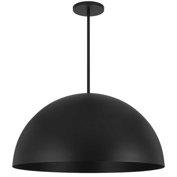 HomeRoots 32" Matte Black Aluminum Dome LED Pendant Light - Dimmable, Weather-Resistant, Modern Design for Indoors & Outdoors 683472