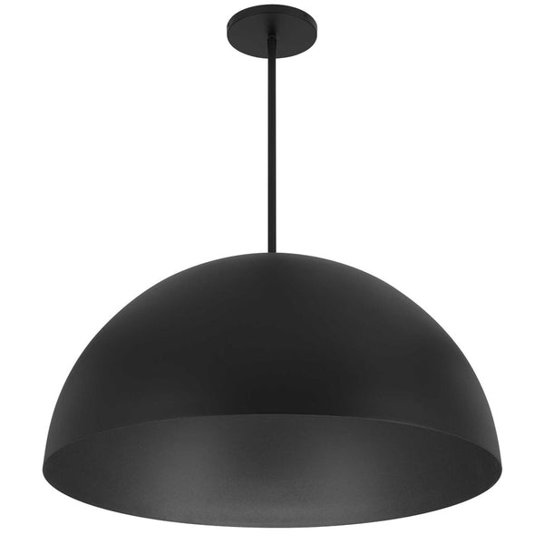 HomeRoots 32" Matte Black Aluminum Dome LED Pendant Light - Dimmable, Weather-Resistant, Modern Design for Indoors & Outdoors 683472