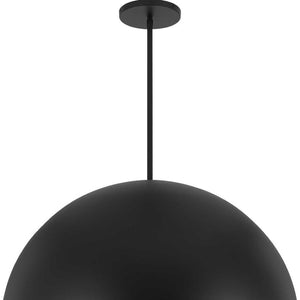 HomeRoots 32" Matte Black Aluminum Dome LED Pendant Light - Dimmable, Weather-Resistant, Modern Design for Indoors & Outdoors 683472