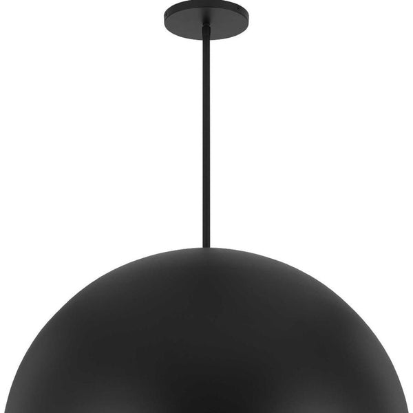 HomeRoots 32" Matte Black Aluminum Dome LED Pendant Light - Dimmable, Weather-Resistant, Modern Design for Indoors & Outdoors 683472