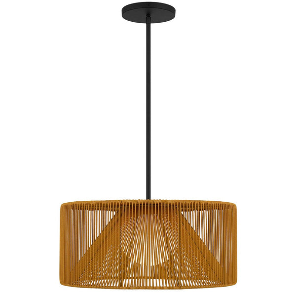 HomeRoots Natural Rattan and Black Metal LED Dimmable Pendant Light – Modern Boho Outdoor/Indoor Charm! 683473