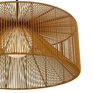 HomeRoots Natural Rattan & Black Metal LED Dimmable Pendant Light - Coastal Charm for Indoor & Outdoor Spaces 683474