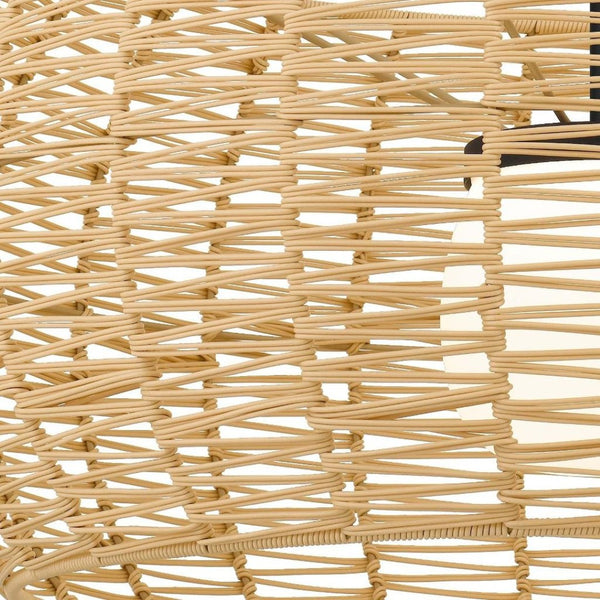 HomeRoots Natural Rattan & Matte Black Metal Dimmable LED Hanging Pendant Light for Indoor/Outdoor Style 683476