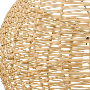 HomeRoots Natural Rattan & Matte Black Metal Dimmable LED Hanging Pendant Light for Indoor/Outdoor Style 683476