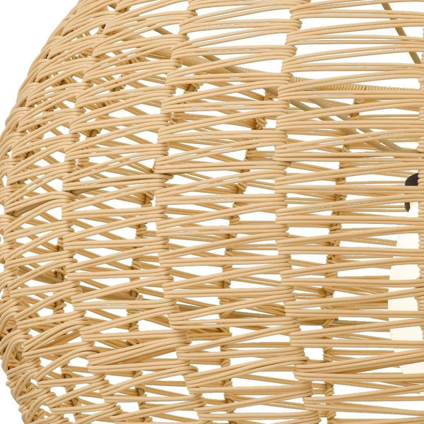 HomeRoots Natural Rattan & Matte Black Metal Dimmable LED Hanging Pendant Light for Indoor/Outdoor Style 683476