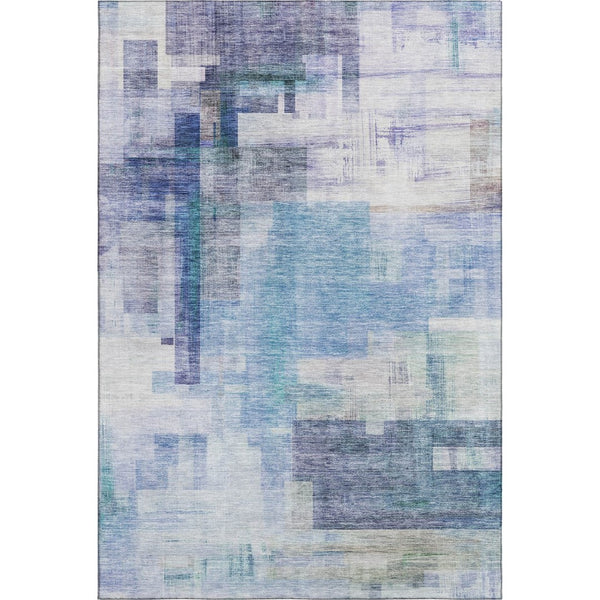 HomeRoots 8' X 10' Blue And Ivory Abstract Geometric Washable Area Rug - UV Protected, Stylish & Durable! 683480