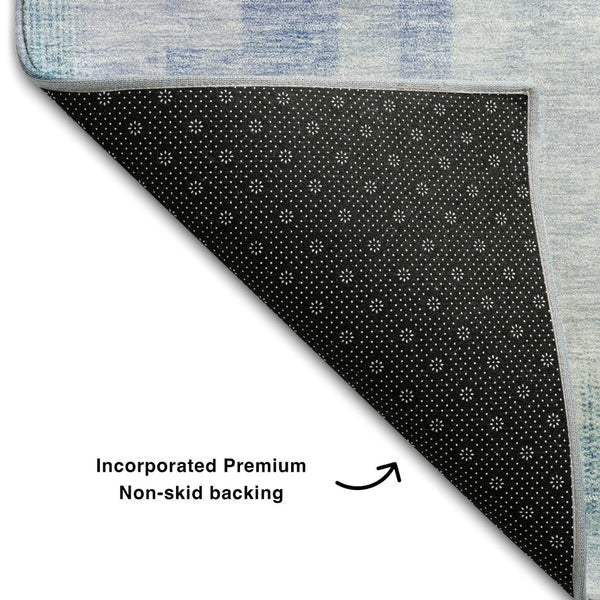 HomeRoots 8' X 10' Blue And Ivory Abstract Geometric Washable Area Rug - UV Protected, Stylish & Durable! 683480