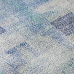 HomeRoots 8' X 10' Blue And Ivory Abstract Geometric Washable Area Rug - UV Protected, Stylish & Durable! 683480