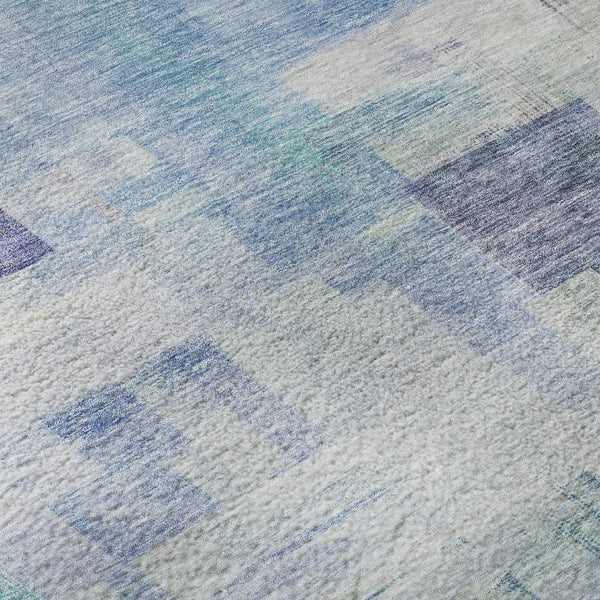 HomeRoots 8' X 10' Blue And Ivory Abstract Geometric Washable Area Rug - UV Protected, Stylish & Durable! 683480
