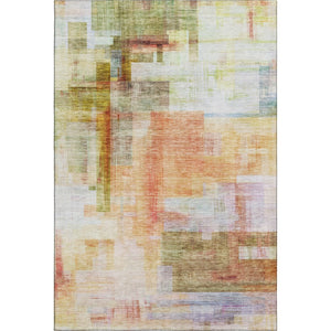 HomeRoots 5' X 8' Coral Ivory Gold Abstract Geometric Area Rug - Washable, UV-Protected & Stain-Resistant! 683484