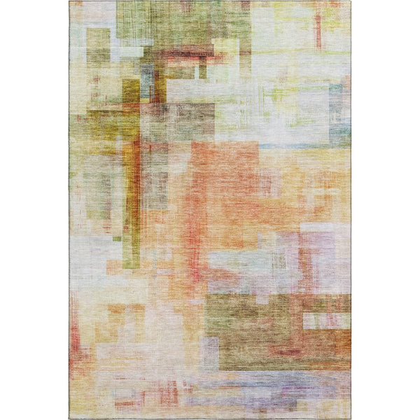 HomeRoots 5' X 8' Coral Ivory Gold Abstract Geometric Area Rug - Washable, UV-Protected & Stain-Resistant! 683484