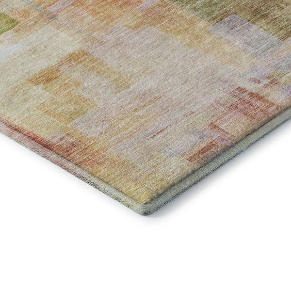 HomeRoots 5' X 8' Coral Ivory Gold Abstract Geometric Area Rug - Washable, UV-Protected & Stain-Resistant! 683484