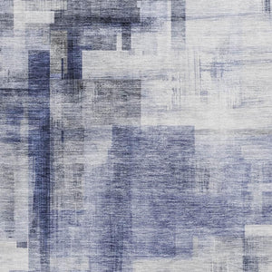 HomeRoots 8' X 10' Denim Blue & Ivory Geometric Area Rug – Washable, UV-Protected, Durable for Any Space 683492