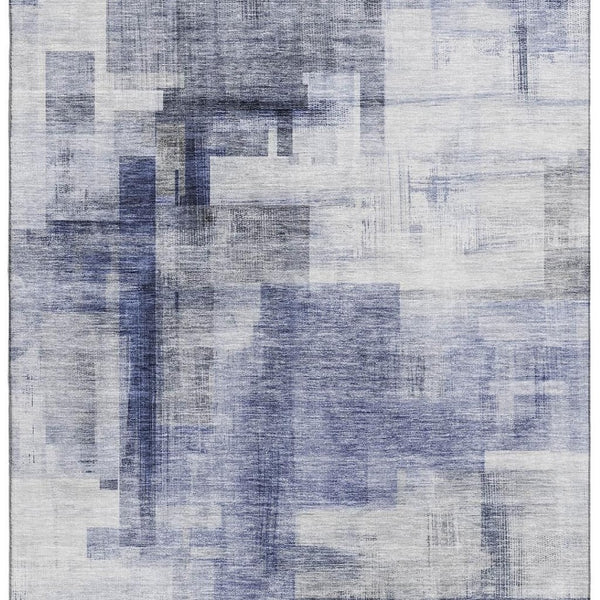 HomeRoots 10' X 14' Denim Blue & Ivory Geometric Area Rug - Stain Resistant, UV Protected, Stylish & Durable! 683494