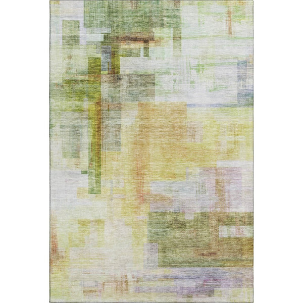 HomeRoots 9' Abstract Geometric Washable Area Rug in Green, Ivory, Gold & Purple - Stain Resistant & UV Protected 683499