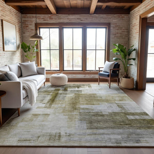 HomeRoots 5' X 8' Abstract Geometric Taupe Beige Area Rug - Washable, Stain-Resistant, UV Protected Comfort 683502