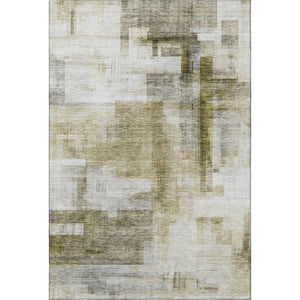 HomeRoots 5' X 8' Abstract Geometric Taupe Beige Area Rug - Washable, Stain-Resistant, UV Protected Comfort 683502