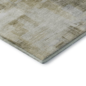 HomeRoots 8' Washable Round Rug in Taupe Beige & Brown - Abstract Geometric Design with UV Protection & Durability 683503