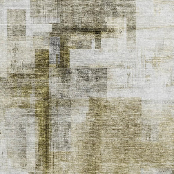 HomeRoots 8' X 10' Taupe Beige & Brown Abstract Geometric Area Rug – Washable, UV Protected, Stain Resistant! 683504