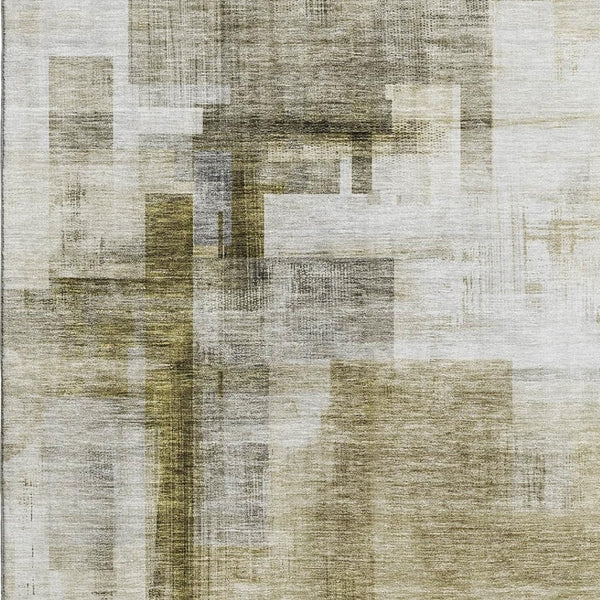 HomeRoots 9' x 12' Taupe Beige & Brown Abstract Geometric Area Rug - Washable, UV-Protected, Stain-Resistant! 683505