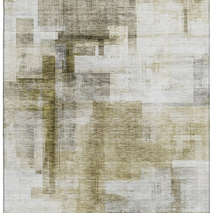 HomeRoots 9' x 12' Taupe Beige & Brown Abstract Geometric Area Rug - Washable, UV-Protected, Stain-Resistant! 683505
