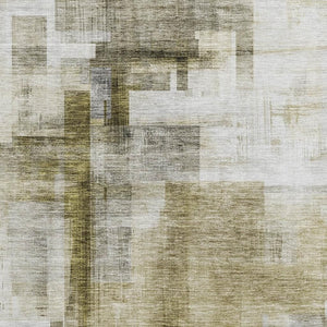 HomeRoots 10' Abstract Geometric Area Rug in Taupe & Beige - Washable, UV Protected, Durable for Family Spaces 683506
