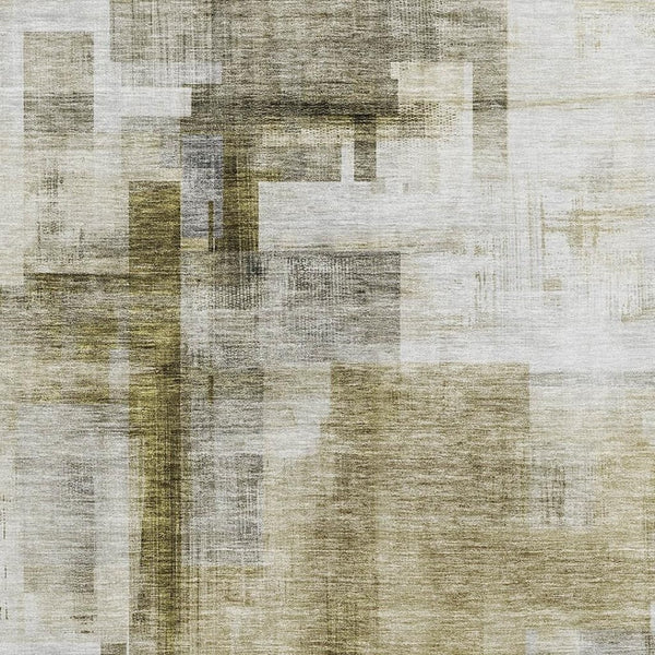 HomeRoots 10' Abstract Geometric Area Rug in Taupe & Beige - Washable, UV Protected, Durable for Family Spaces 683506