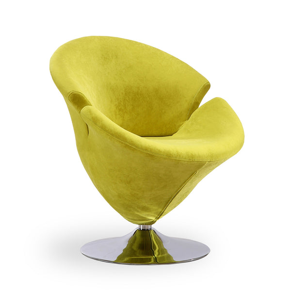 English Elm Tulip Velvet Swivel Lounge Chair Green — 360° Rotating Tulip Design, Polished Chrome Base, Plush Velvet Comfort B365P397980