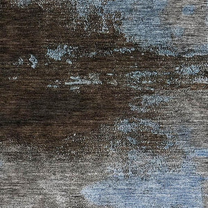 HomeRoots 10' X 14' Abstract Area Rug in Blue, Ivory, and Charcoal - Washable, UV Protected, Stain Resistant Decor 683512