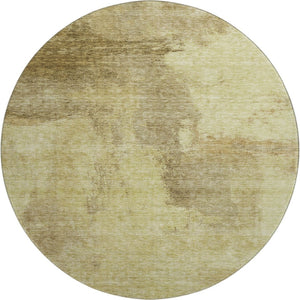 HomeRoots 8' Round Washable Rug in Brown & Beige - Stain Resistant, UV Protected, Ideal for Kids & Pets 683515