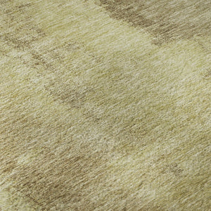HomeRoots 8' Round Washable Rug in Brown & Beige - Stain Resistant, UV Protected, Ideal for Kids & Pets 683515