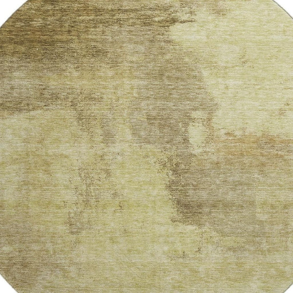 HomeRoots 8' Round Washable Rug in Brown & Beige - Stain Resistant, UV Protected, Ideal for Kids & Pets 683515