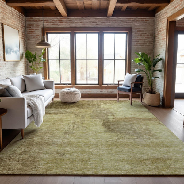 HomeRoots 8' x 10' Stylish Brown and Beige Abstract Area Rug - Washable, UV Protected, Stain Resistant Design 683516
