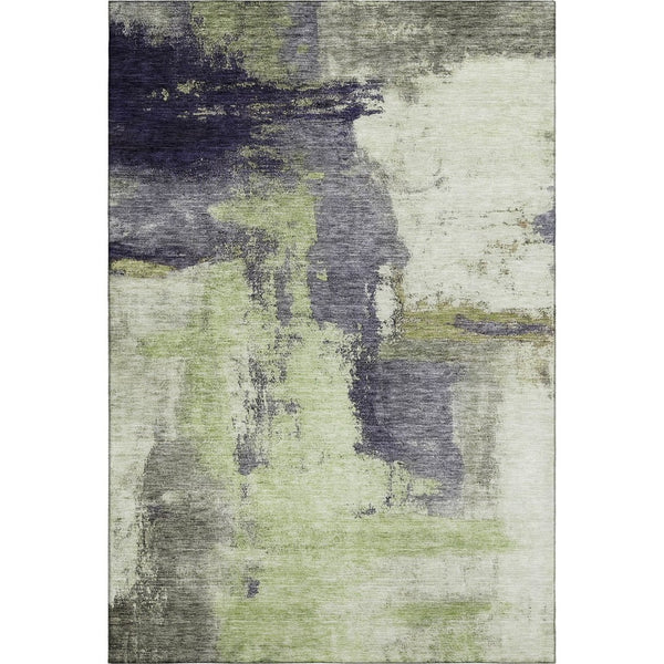 HomeRoots 10' X 14' Abstract Washable Area Rug in Fern Green, Gray & Ivory – Stylish, Durable & UV Protected! 683524