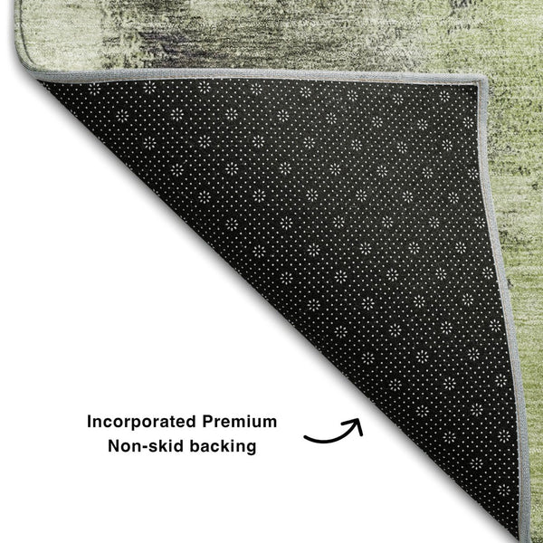 HomeRoots 10' X 14' Abstract Washable Area Rug in Fern Green, Gray & Ivory – Stylish, Durable & UV Protected! 683524