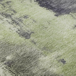 HomeRoots 10' X 14' Abstract Washable Area Rug in Fern Green, Gray & Ivory – Stylish, Durable & UV Protected! 683524
