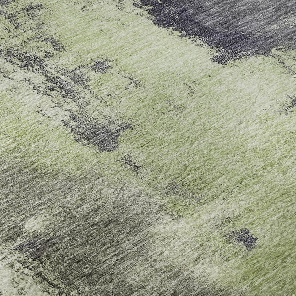 HomeRoots 10' X 14' Abstract Washable Area Rug in Fern Green, Gray & Ivory – Stylish, Durable & UV Protected! 683524