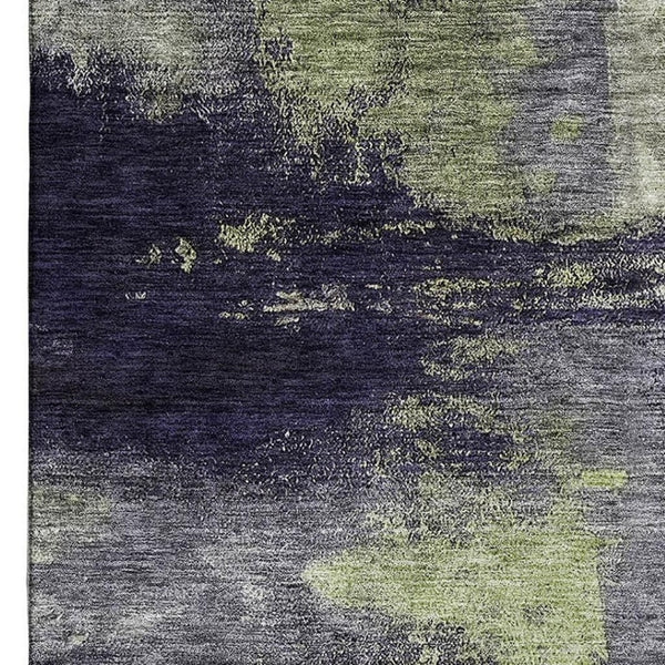 HomeRoots 10' X 14' Abstract Washable Area Rug in Fern Green, Gray & Ivory – Stylish, Durable & UV Protected! 683524
