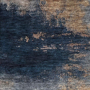 HomeRoots 9' X 12' Gold Ivory & Blue Abstract Washable Area Rug - UV Protected, Stylish & Easy Care for Homes 683529