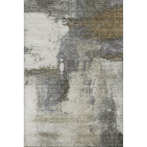 HomeRoots 9' X 12' Abstract Washable Area Rug - Gray, Silver & Beige with UV Protection for Modern Homes 683535