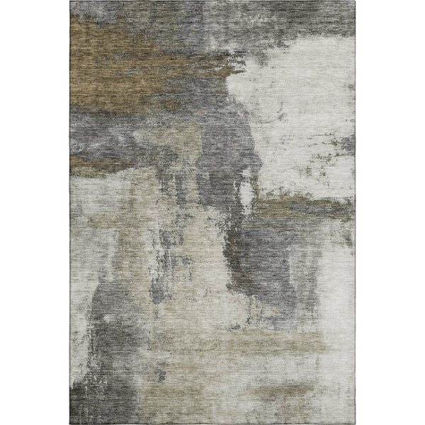 HomeRoots 10' X 14' Gray Silver Beige Abstract Area Rug - Modern Washable Design with UV Protection & Stain Resistance 683536