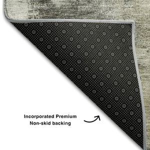 HomeRoots 10' X 14' Gray Silver Beige Abstract Area Rug - Modern Washable Design with UV Protection & Stain Resistance 683536